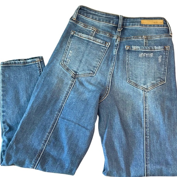 Cello Straight Ankle Back Seam Classic Blue Denim Jeans Size 5 - Picture 2 of 3